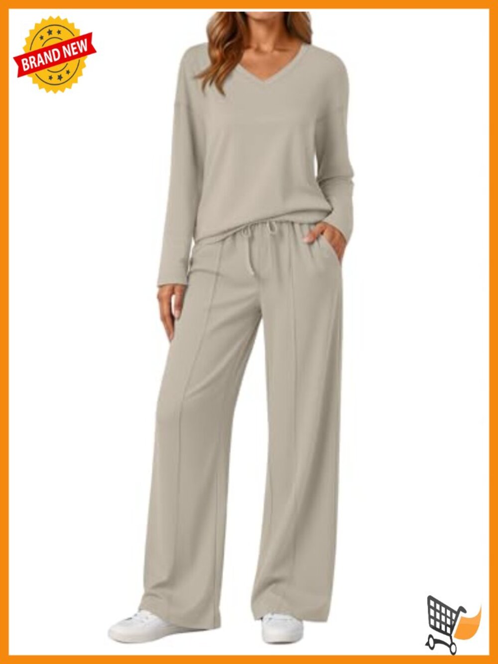 Women's 2 Piece Long Sleeve Wide Leg Lounge Set